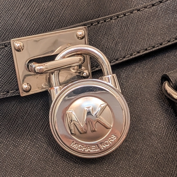 Hamilton Saffiano Leather East West Satchel Black/Silver - Picture 3 of 8